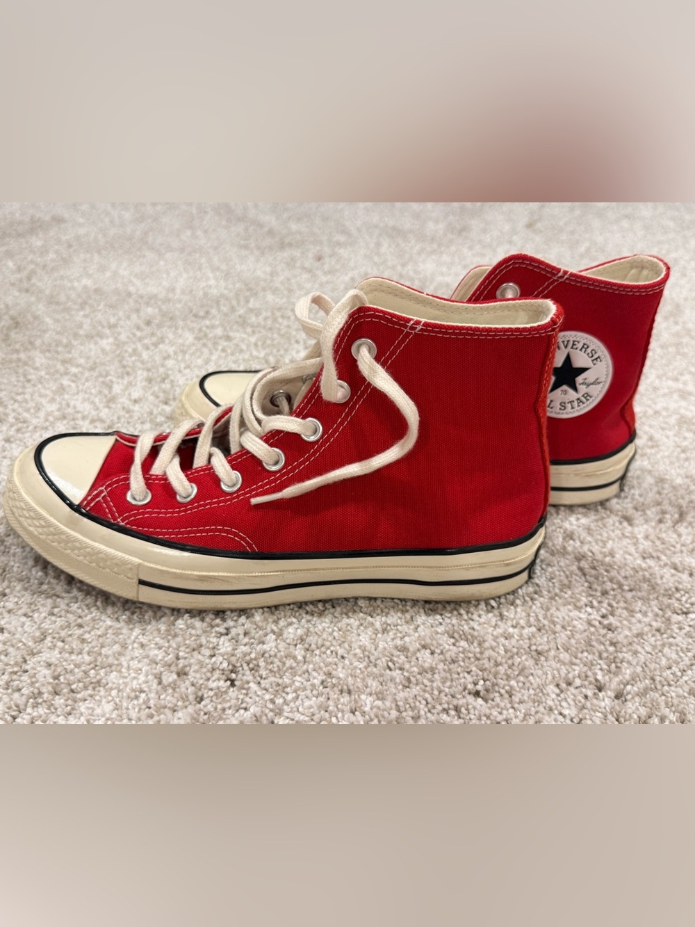Converse Kids Red High-Top Canvas Sneakers with Cream Accents